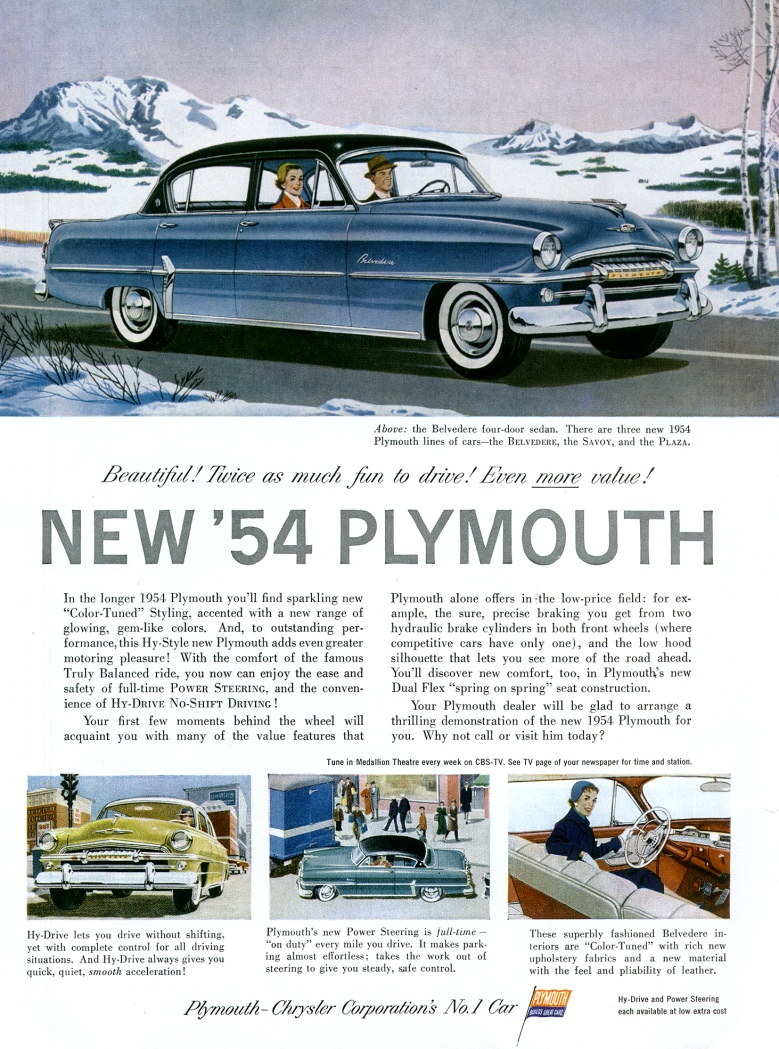 1954 Plymouth Auto Advertising